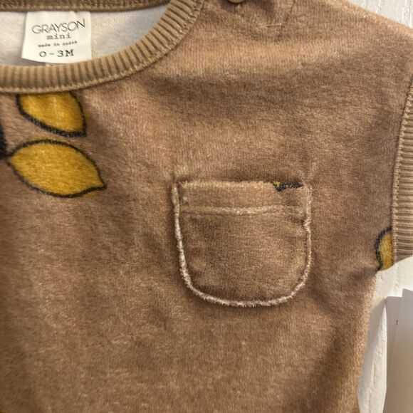 NWT Grayson Mini Bubble Romper Lemon Fruit Neutral 0-3M NEW Baby Girls Summer - Picture 6 of 13